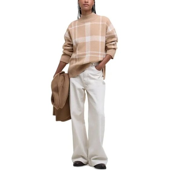 BARBOUR Harriet Pullover Sweater Pale Camel Size 2 NWT $170 - Picture 3 of 11